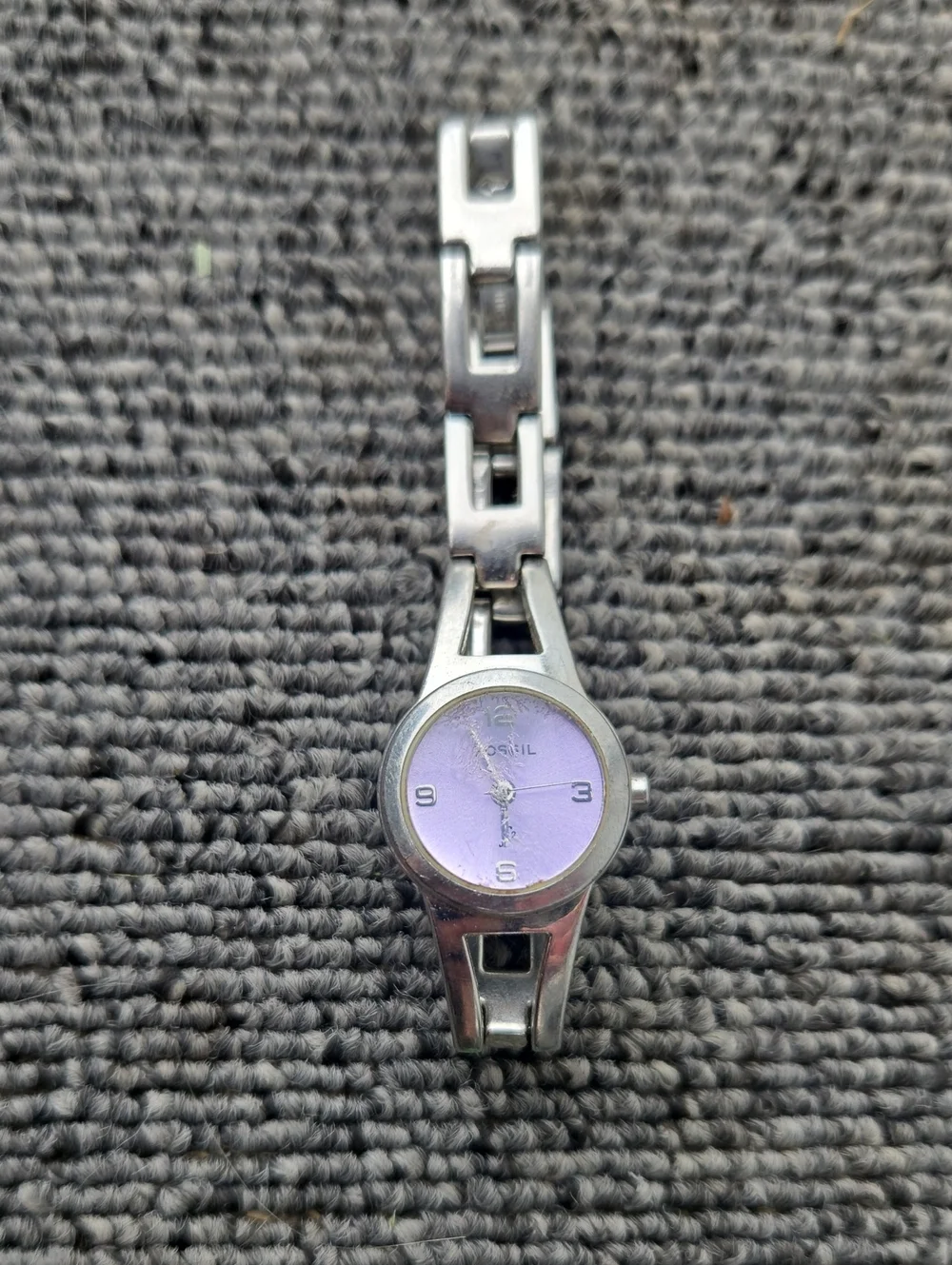 Fossil Silver-Tone Bracelet Watch with Lavender Dial